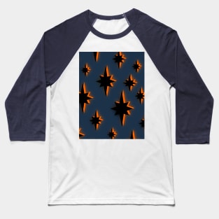 Star Pattern in Black, Blue and Orange Baseball T-Shirt